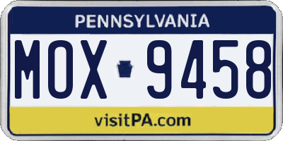 PA license plate MOX9458
