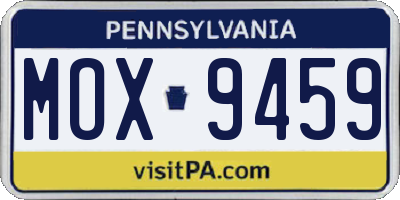 PA license plate MOX9459