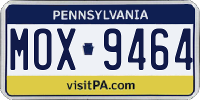 PA license plate MOX9464