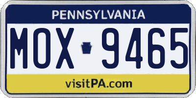 PA license plate MOX9465