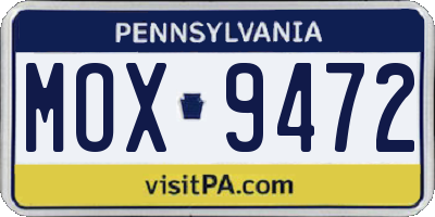PA license plate MOX9472