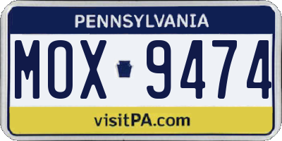 PA license plate MOX9474