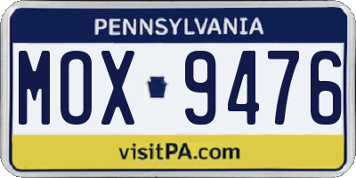 PA license plate MOX9476