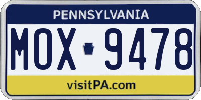 PA license plate MOX9478