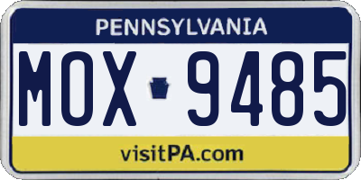 PA license plate MOX9485