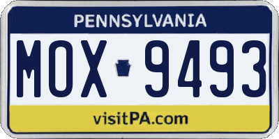 PA license plate MOX9493