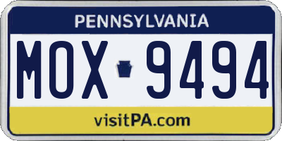 PA license plate MOX9494