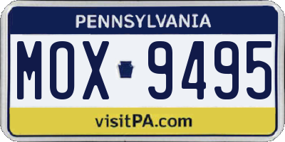 PA license plate MOX9495