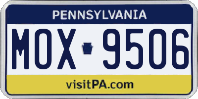 PA license plate MOX9506