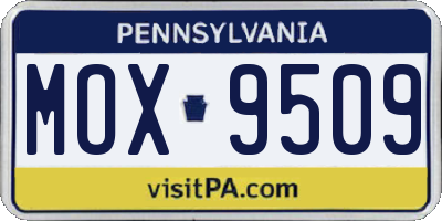 PA license plate MOX9509