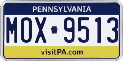 PA license plate MOX9513