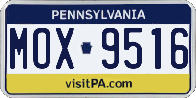 PA license plate MOX9516
