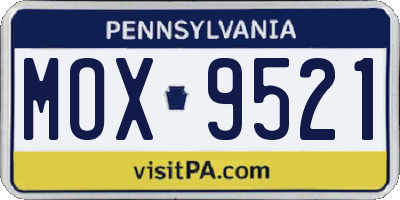 PA license plate MOX9521
