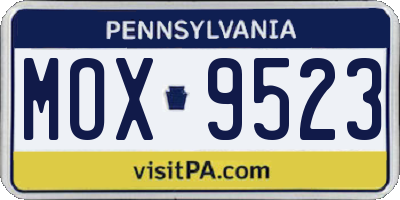 PA license plate MOX9523