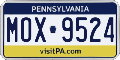 PA license plate MOX9524