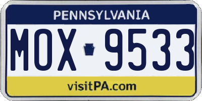 PA license plate MOX9533