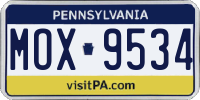 PA license plate MOX9534