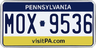 PA license plate MOX9536