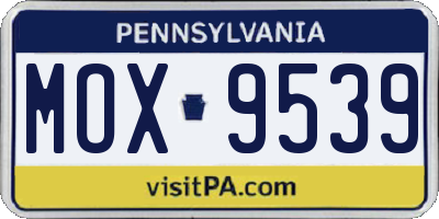 PA license plate MOX9539