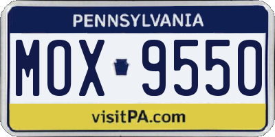PA license plate MOX9550