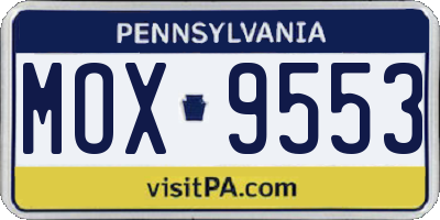 PA license plate MOX9553