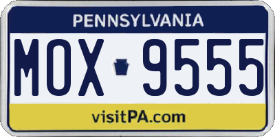 PA license plate MOX9555