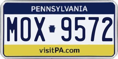 PA license plate MOX9572