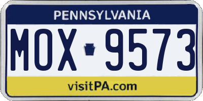 PA license plate MOX9573