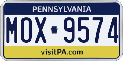 PA license plate MOX9574