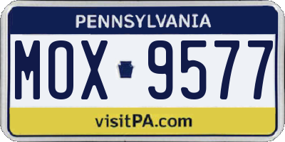 PA license plate MOX9577