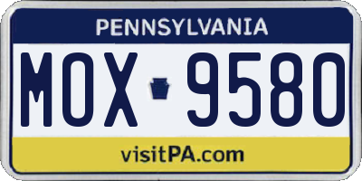 PA license plate MOX9580