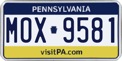 PA license plate MOX9581