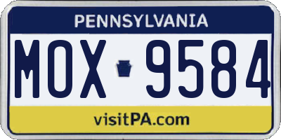 PA license plate MOX9584
