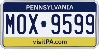 PA license plate MOX9599