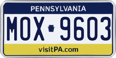 PA license plate MOX9603