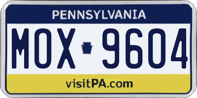 PA license plate MOX9604