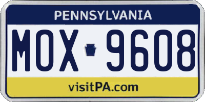 PA license plate MOX9608