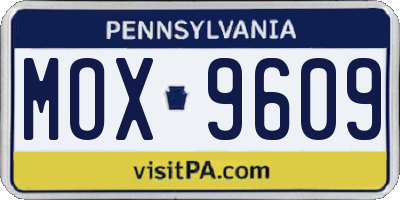 PA license plate MOX9609