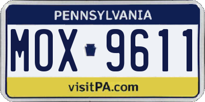 PA license plate MOX9611
