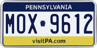 PA license plate MOX9612