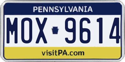 PA license plate MOX9614