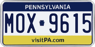 PA license plate MOX9615