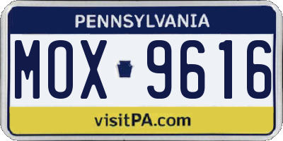 PA license plate MOX9616