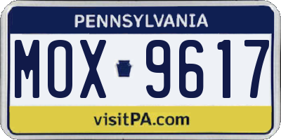 PA license plate MOX9617