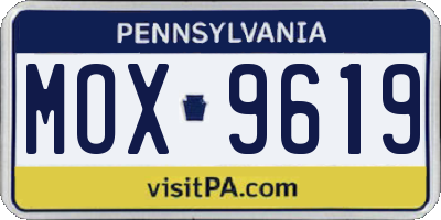 PA license plate MOX9619