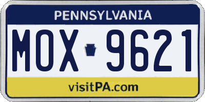 PA license plate MOX9621