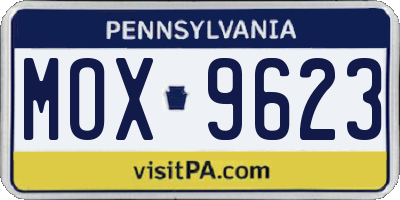 PA license plate MOX9623