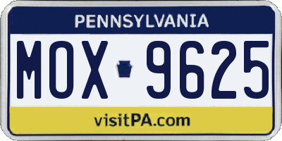 PA license plate MOX9625
