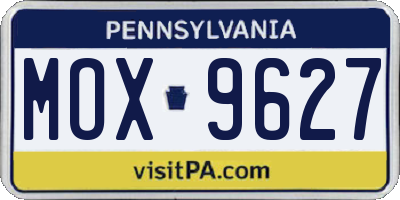 PA license plate MOX9627