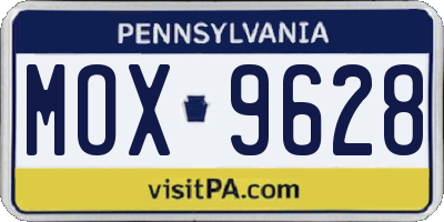 PA license plate MOX9628